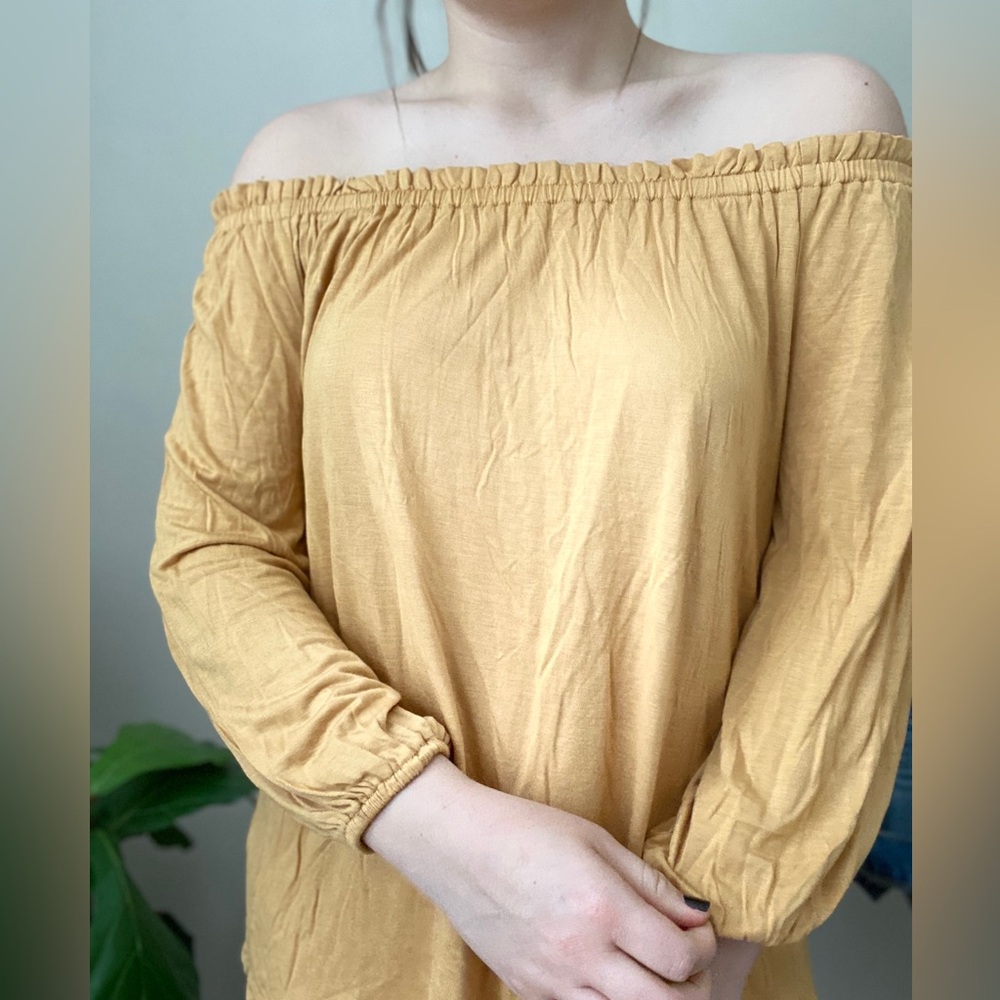 Off-Shoulder Mustard Yellow Blouse